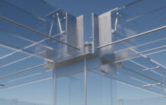 Sistema portante di travi e pilastri in vetro ad elevata capacità di carico